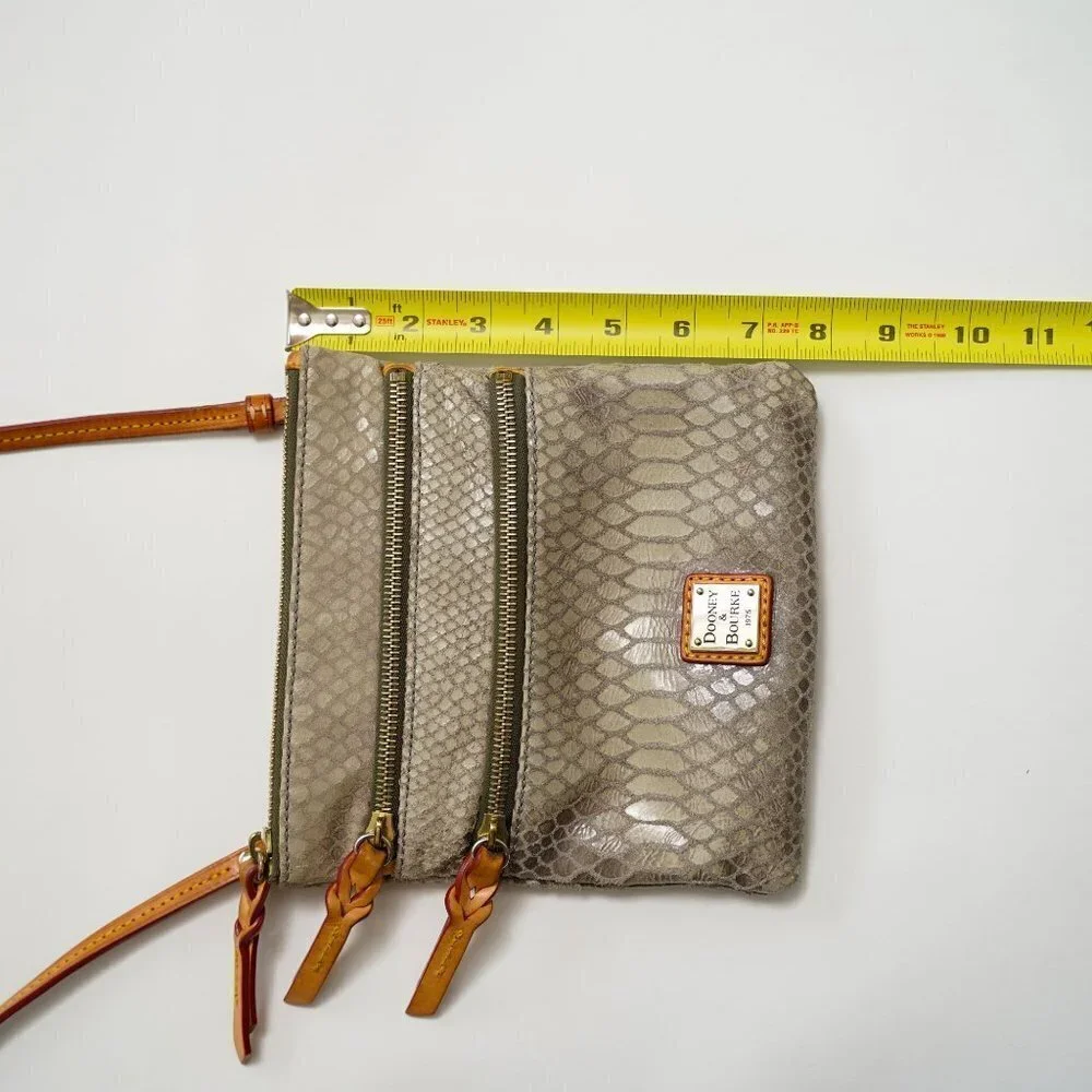 DOONEY & BOURKE “North South” Triple Zip Snake Skin Embossed Leather Crossbody